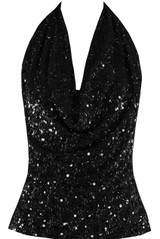 Cowl Neck Sequin Top