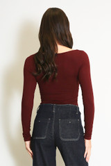 Square Neck Long Sleeve Basic Top 