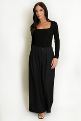 Square Neck Long Sleeve Basic Top 