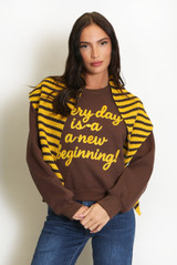 Slogan Knit Jumper With Scarf