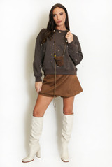 Stardust Smile Slogan Sweartshirt with Utility Pouch