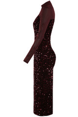 Mesh Sleeve Sweetheart Sequin Dress