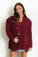 Stitch Detail Double Breasted Blazer