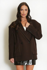 Stitch Detail Double Breasted Blazer