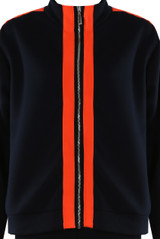 Contrast Lining Zipper and Wide Trousers Set