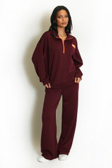 Slogan Tag Half Zip Jumper and Trouser Set