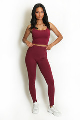 Burgundy Fleece Lining Energy Legging