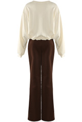 Slogan Sweatshirt and Flare Trouser Set