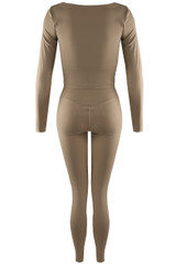 Contrast Edge Overlap Hem Top and Leggings Set Contrast Edge Overlap Hem Top and Leggings Set