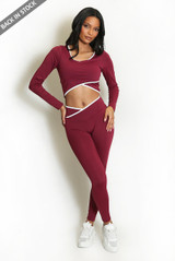 Long Sleeve Contrast Hem Top and Leggings Set