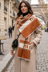 Designer Inspired M Print Wool Blend Scarf
