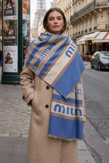 Designer Inspired M Print Wool Blend Scarf