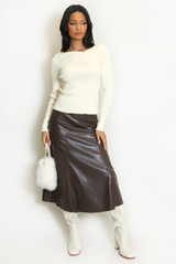Faux Leather A Line Skirt