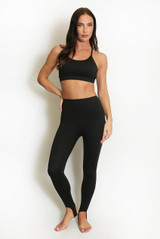 Black Fleece Lined Energy Leggings with Stirrup
