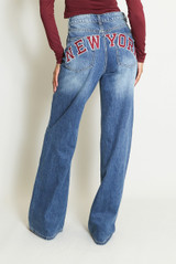 New York Embroidered Boyfriend Jeans