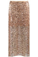 Sequin Mesh Hem Midi Skirt