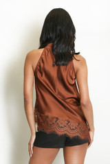 Satin Asymmetric Lace Hem Top