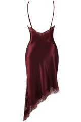 Satin Lace Asymmetric Hem Dress