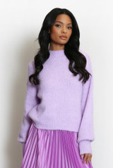 Mohair Fluffy Knit High Neck Jumper
