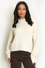 Mohair Fluffy Knit High Neck Jumper