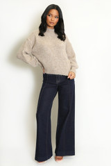 Mohair Fluffy Knit High Neck Jumper