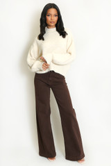 Mohair Fluffy Knit High Neck Jumper