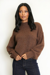 Mohair Fluffy Knit High Neck Jumper