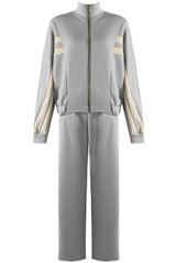 Double Stripe Zip Top and Wide Leg Trousers Set