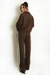 Double Stripe Zip Top and Wide Leg Trousers Set