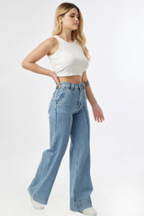 Front Seam Wide Fit Denim Jeans