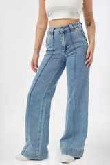 Front Seam Wide Fit Denim Jeans