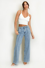 Front Seam Wide Fit Denim Jeans