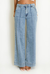 Front Seam Wide Fit Denim Jeans