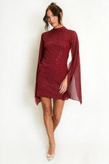 Glitter Embellished Flute Sleeve Dress