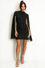 Glitter Embellished Flute Sleeve Dress