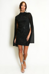 Glitter Embellished Flute Sleeve Dress