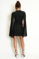 Glitter Embellished Flute Sleeve Dress