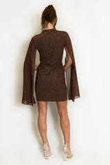 Glitter Embellished Flute Sleeve Dress