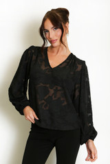 Floral Sheer V Neck Blouse