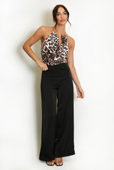 Ring Halterneck Leopard Bodysuit