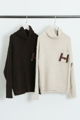 H Motif Wool Blend High Neck Jumper