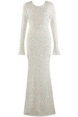 Sequin Open Back Long Sleeves Maxi Dress