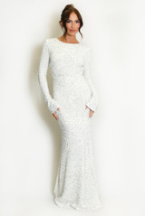 Sequin Open Back Long Sleeves Maxi Dress
