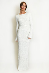 Sequin Open Back Long Sleeves Maxi Dress