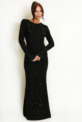 Sequin Open Back Long Sleeves Maxi Dress