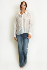 Sheer Embellished Oversized Blouse