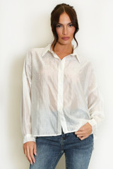 Sheer Embellished Oversized Blouse