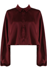 Bubble Hem Satin Blouse