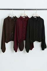 Bubble Hem Satin Blouse