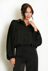 Bubble Hem Satin Blouse